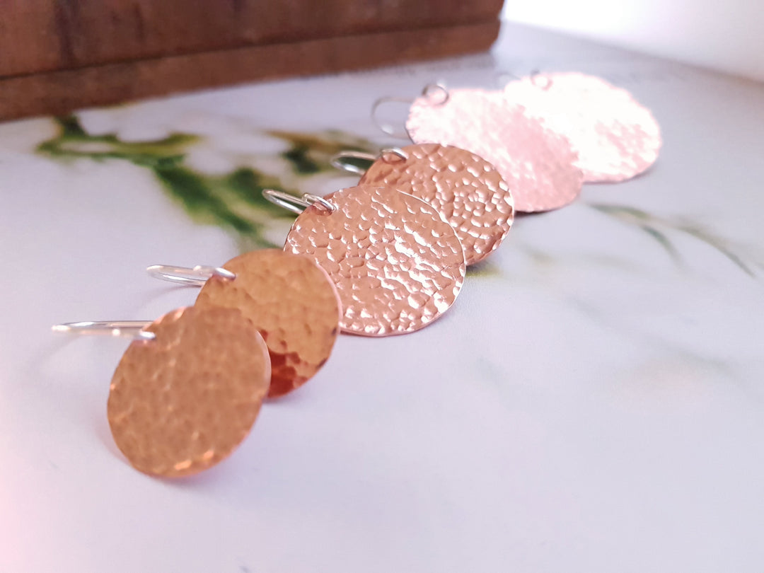 Round Flats Copper Earrings