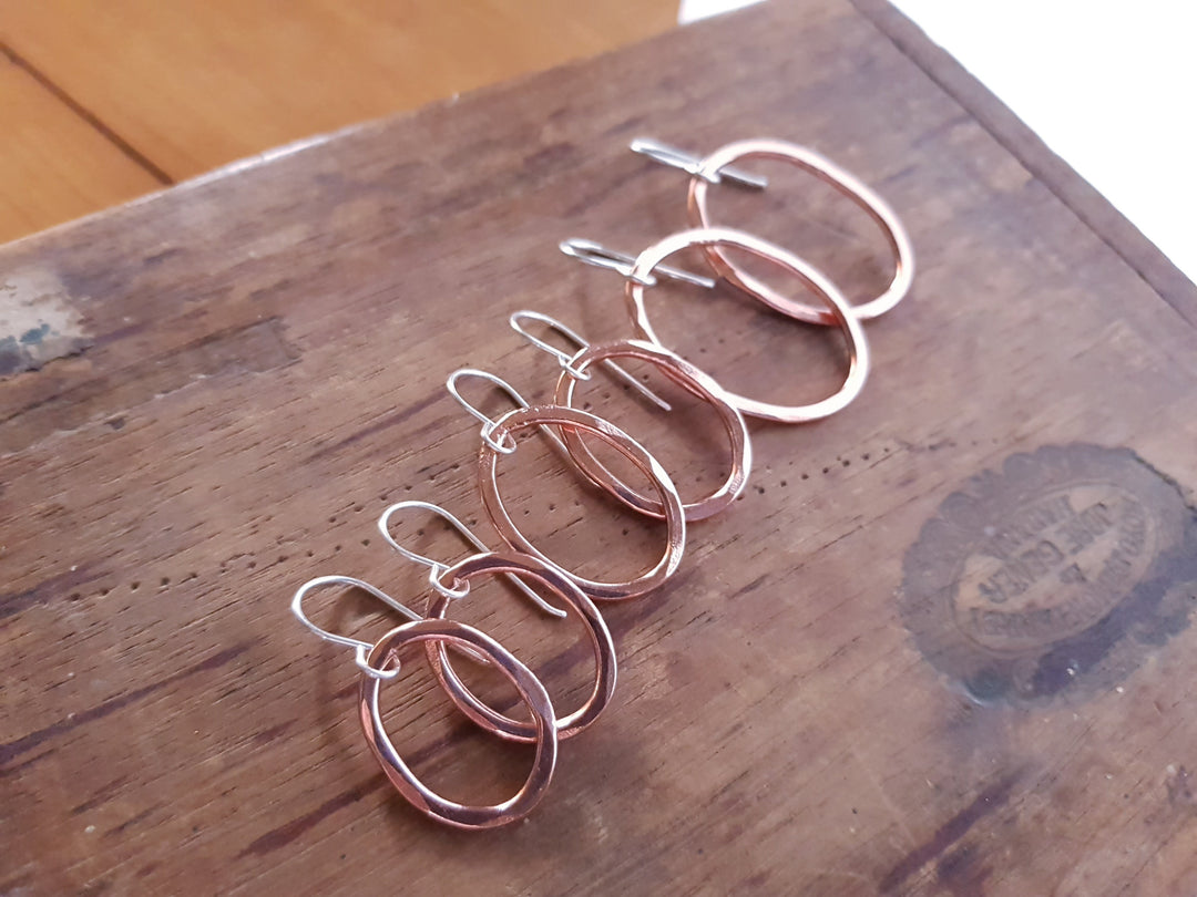 Oval Wire Copper Earrings