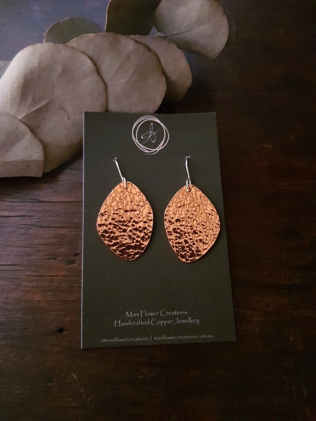 Leaf Wide Copper Flat Earrings