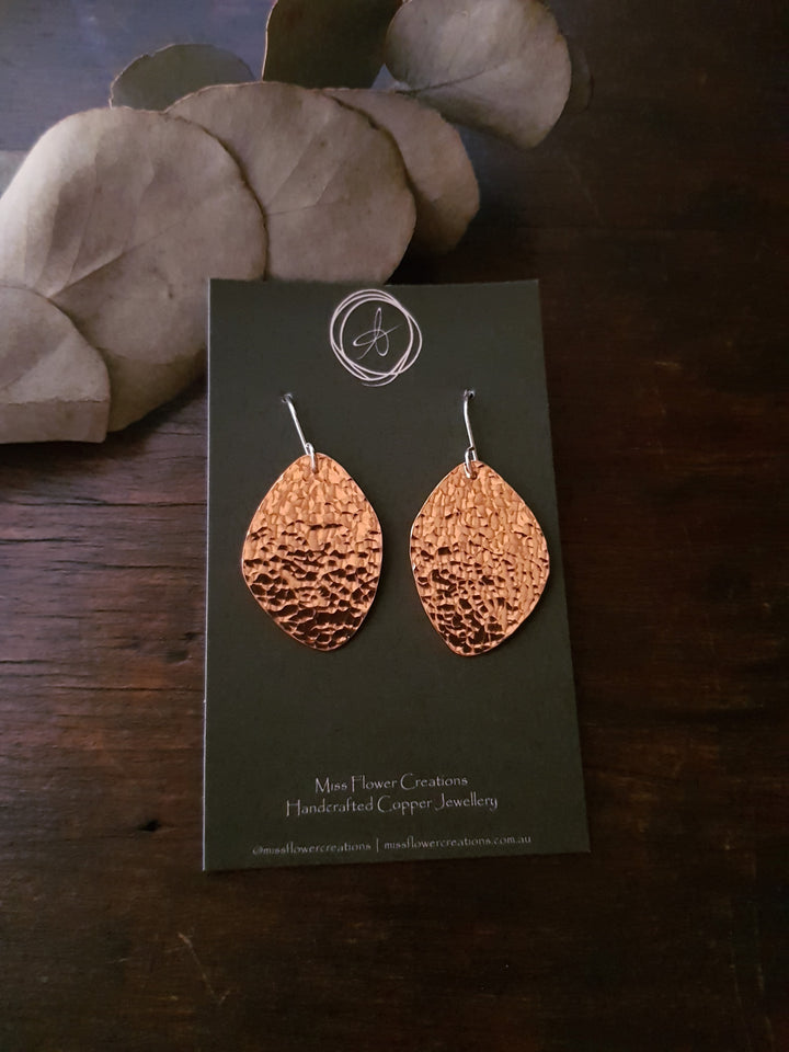 Leaf Wide Copper Flat Earrings