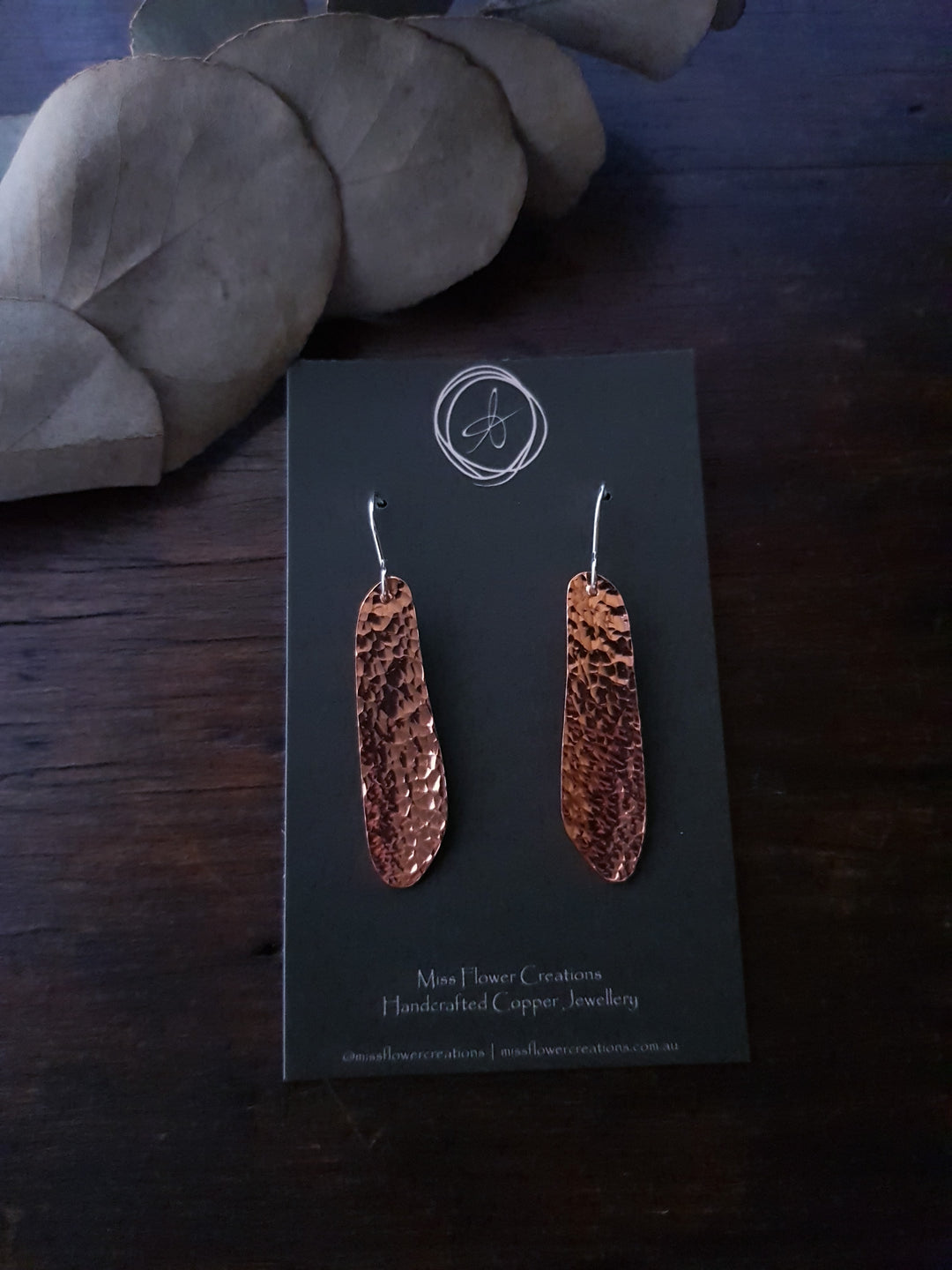 Leaf Long Copper Flat Earring