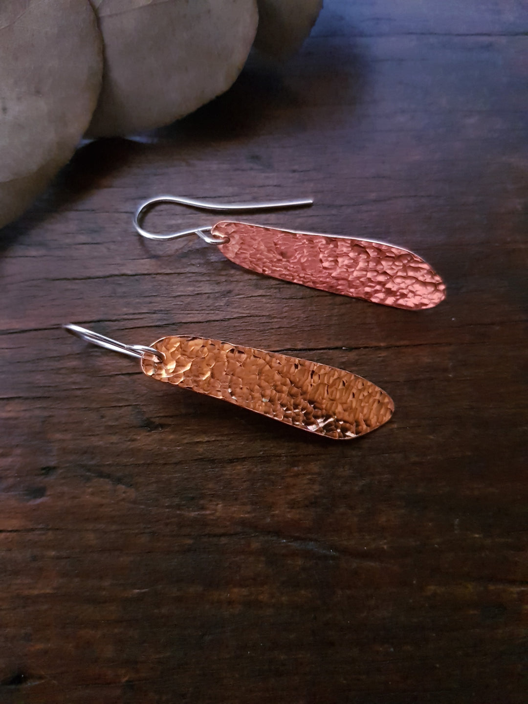 Leaf Long Copper Flat Earring