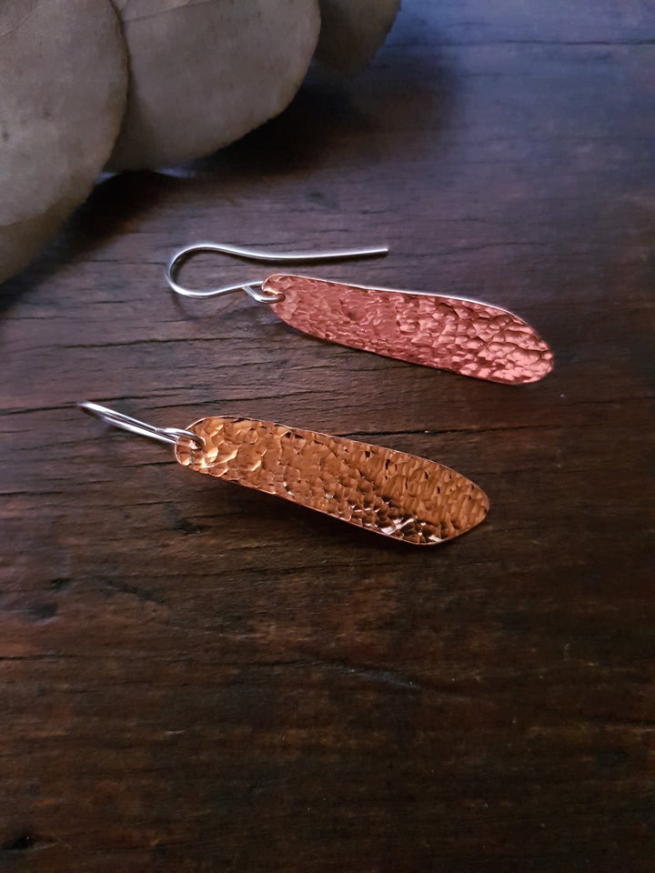 Leaf Long Copper Flat Earring