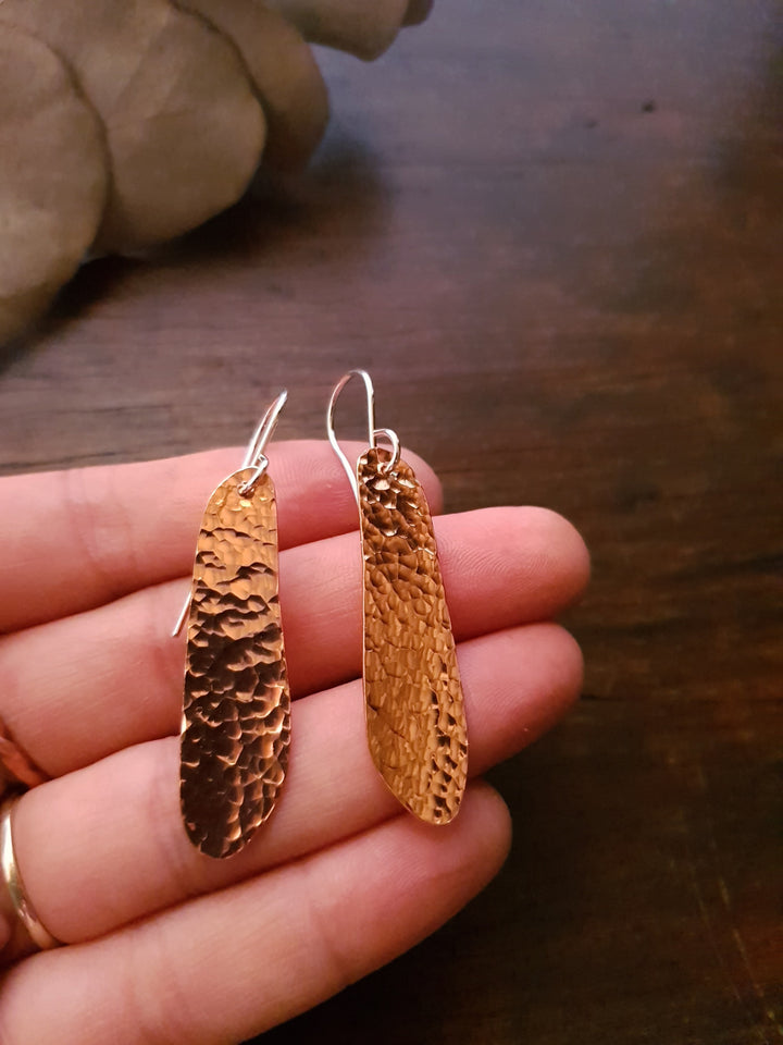 Leaf Long Copper Flat Earring