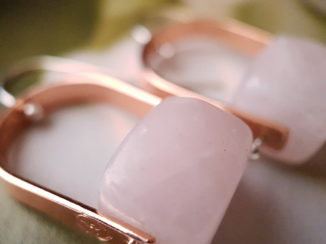 Rose Quartz Trak Copper Earrings