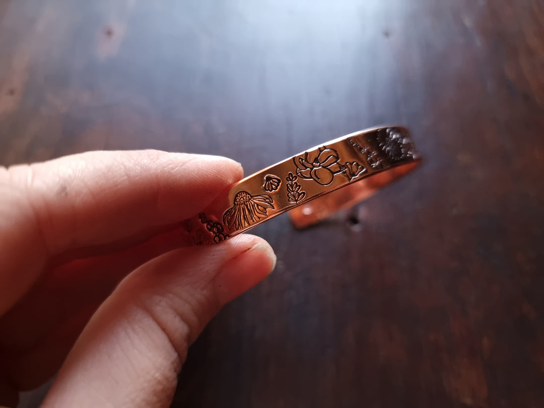 Flower Garden Wide Copper Cuff