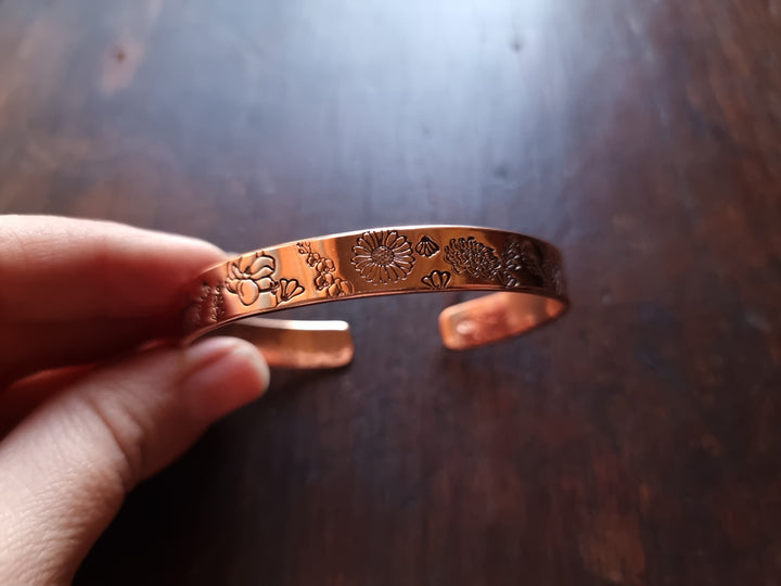 Flower Garden Wide Copper Cuff