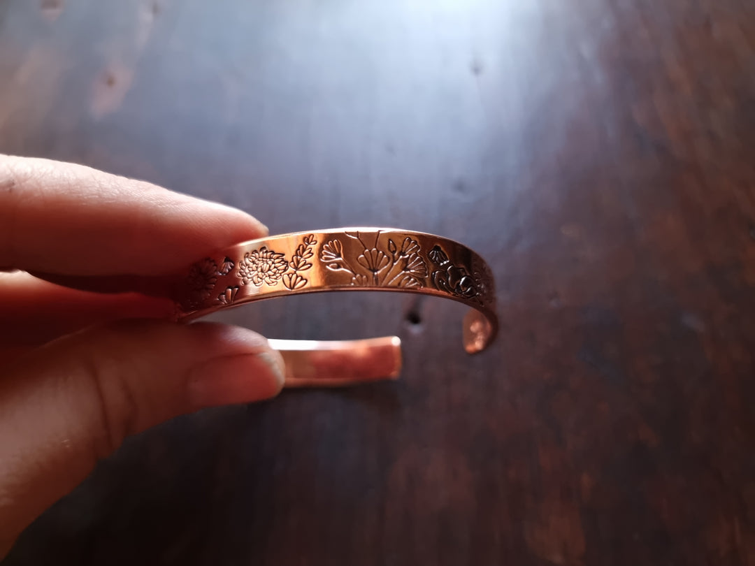 Flower Garden Wide Copper Cuff