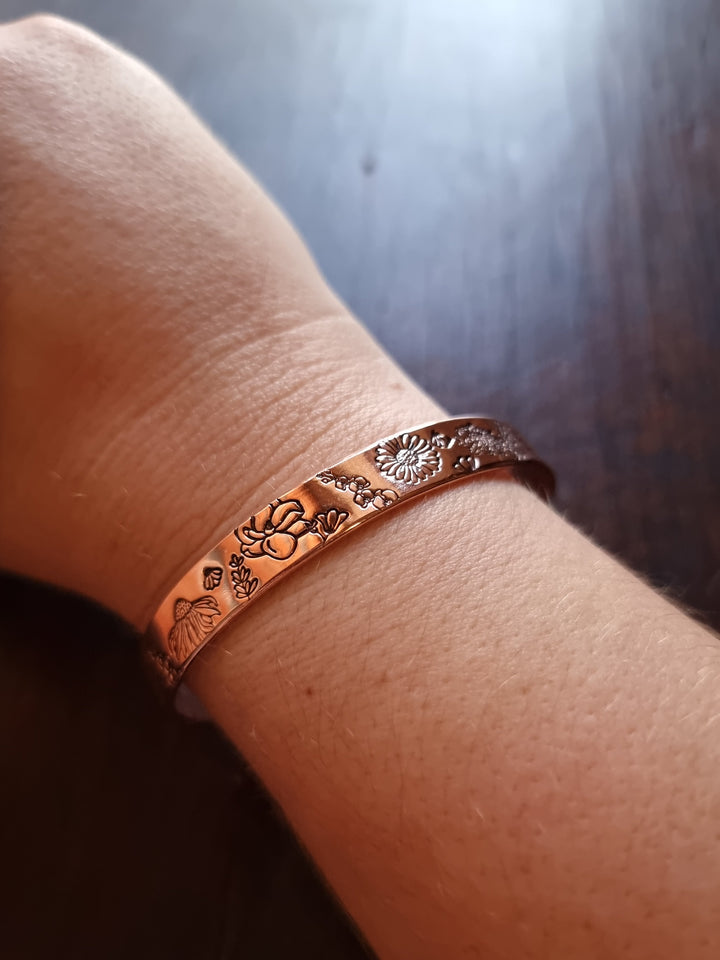 Flower Garden Wide Copper Cuff
