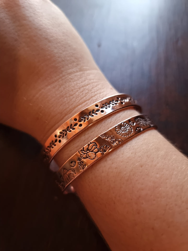 Leaf Stamp Copper Cuff