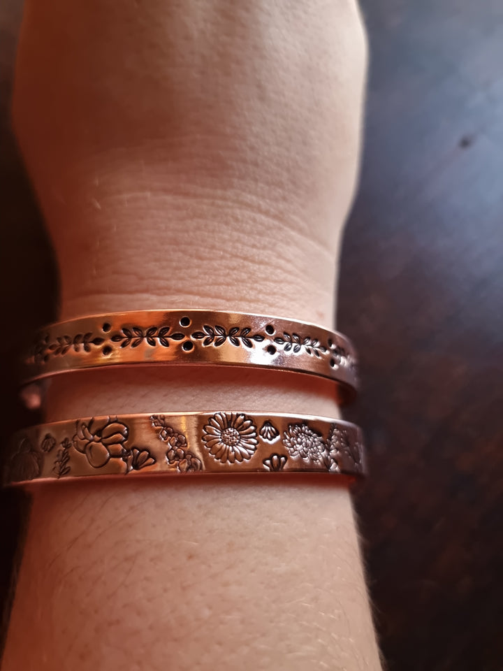 Flower Garden Wide Copper Cuff