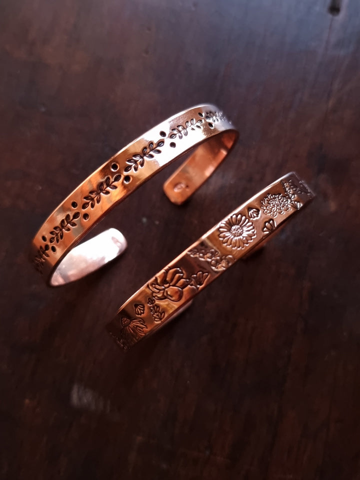 Leaf Stamp Copper Cuff