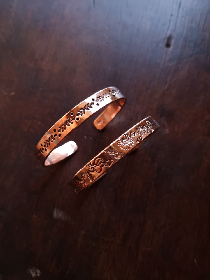 Flower Garden Wide Copper Cuff