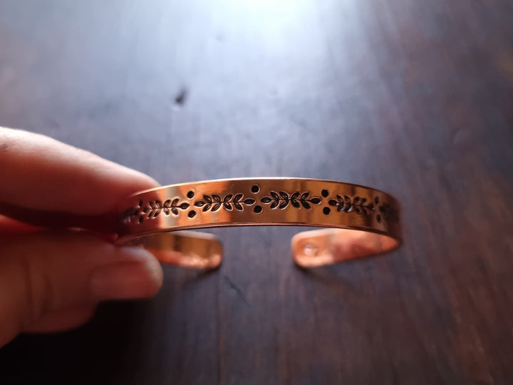 Leaf Stamp Copper Cuff