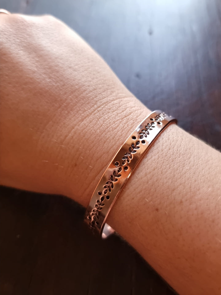 Leaf Stamp Copper Cuff
