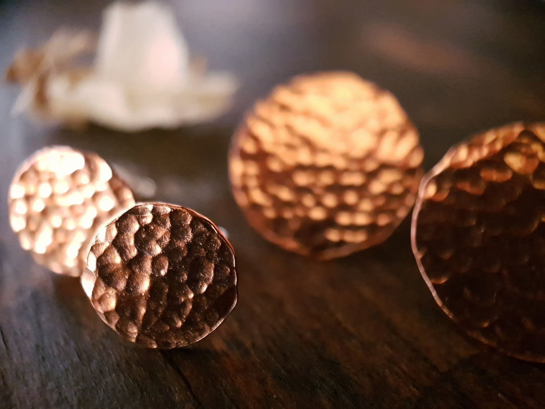 Round Flat Copper Stud Earrings