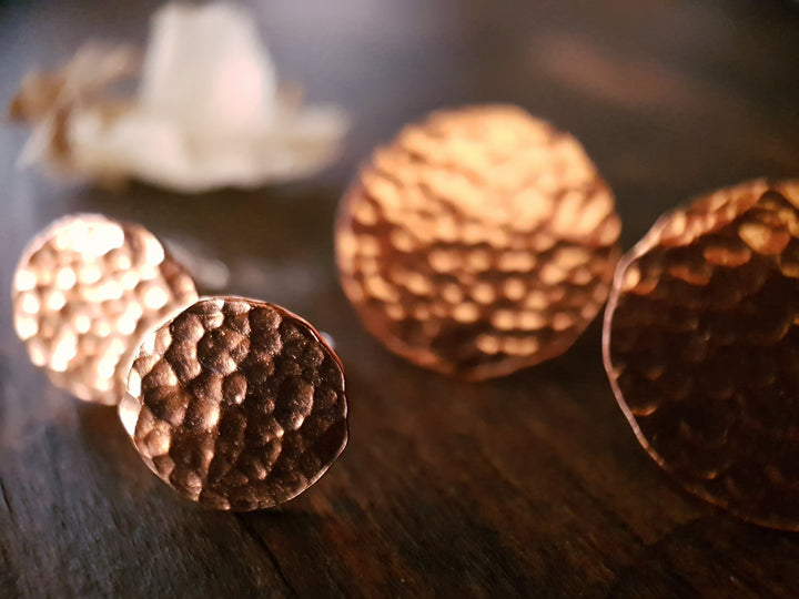 Round Flat Copper Stud Earrings