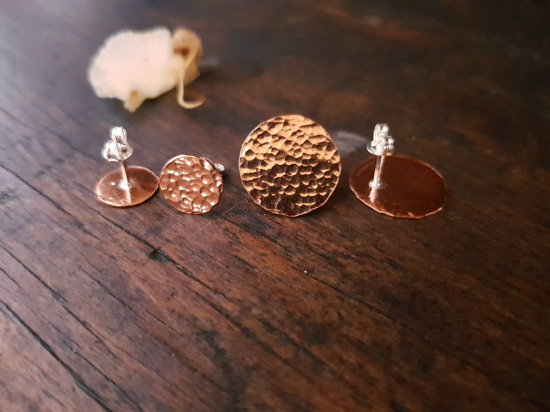 Round Flat Copper Stud Earrings