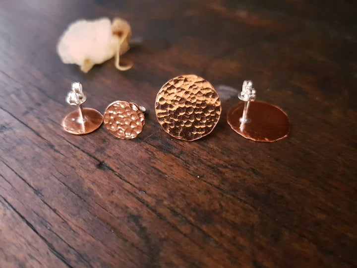 Round Flat Copper Stud Earrings
