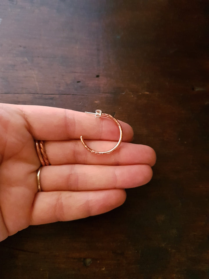 Wire Hoop Copper Stud Earrings