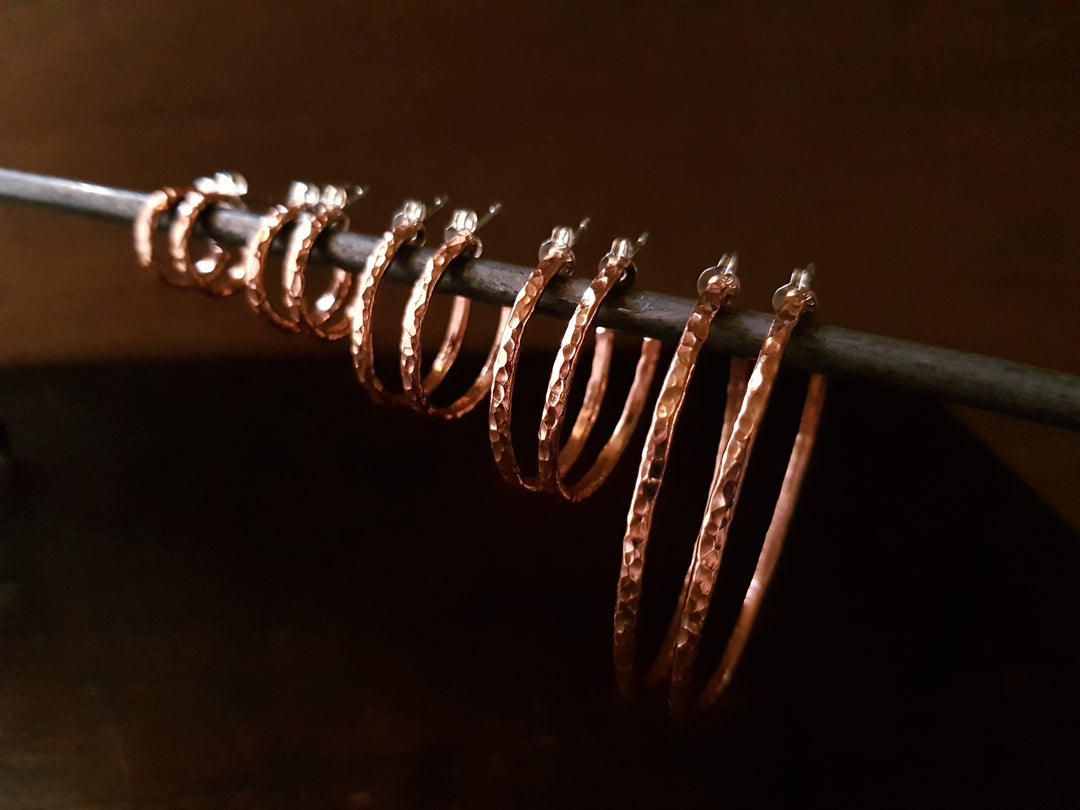 Wire Hoop Copper Stud Earrings