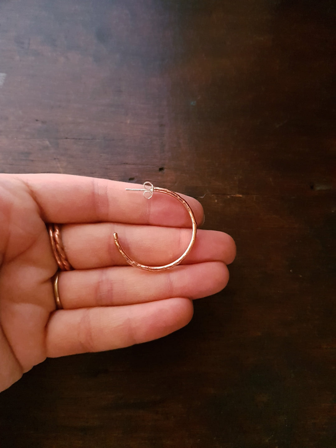 Wire Hoop Copper Stud Earrings