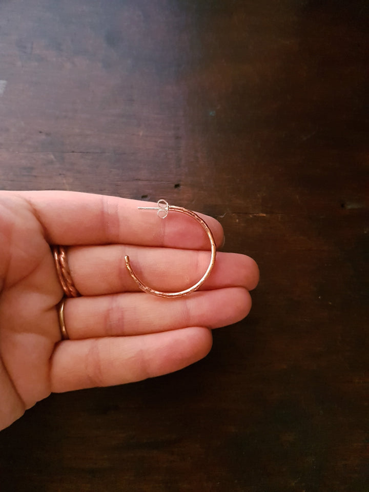 Wire Hoop Copper Stud Earrings