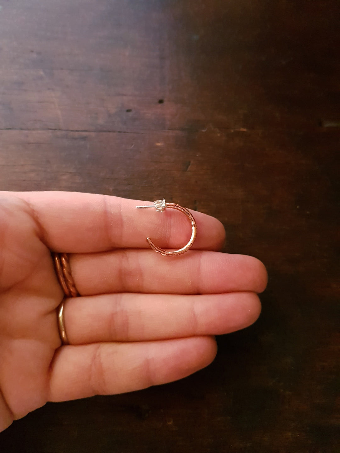 Wire Hoop Copper Stud Earrings