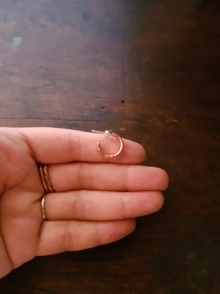 Wire Hoop Copper Stud Earrings