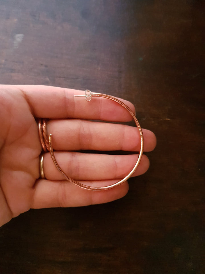 Wire Hoop Copper Stud Earrings