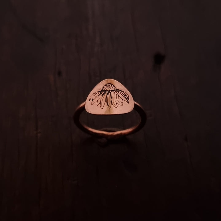 Copper Decorative Shield Rings Floral Designs