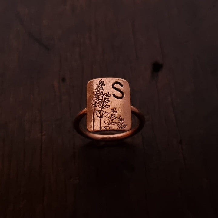 Copper Decorative Shield Rings Floral Designs