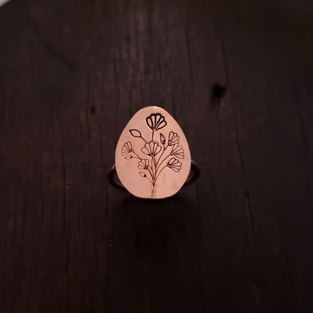 Copper Decorative Shield Rings Floral Designs