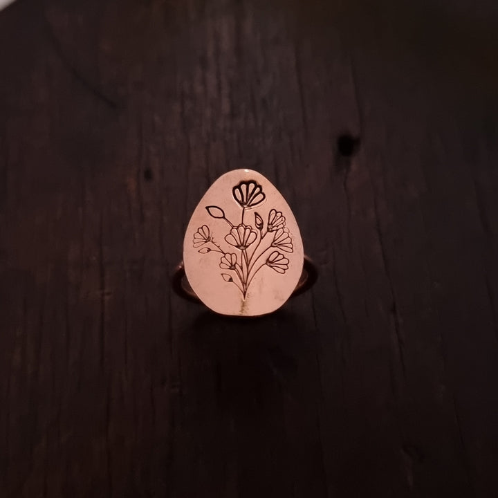 Copper Decorative Shield Rings Floral Designs