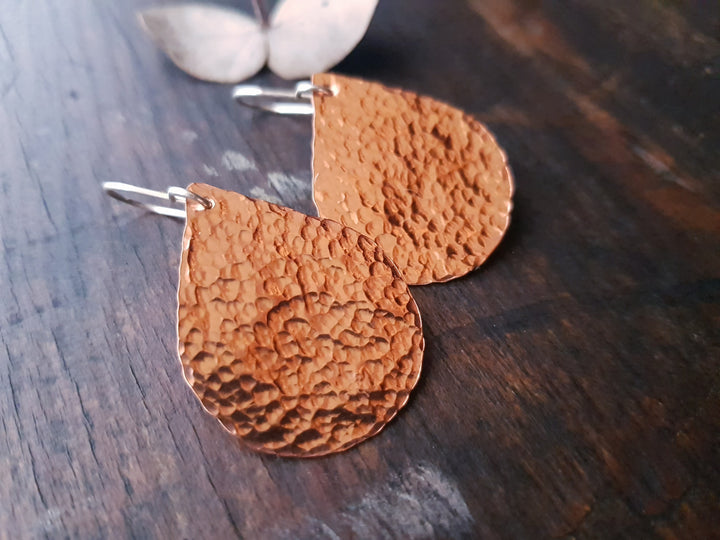 Teardrop Flats Copper Earrings