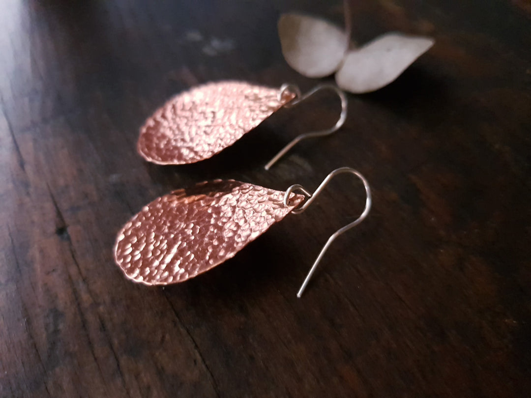 Teardrop Flats Copper Earrings