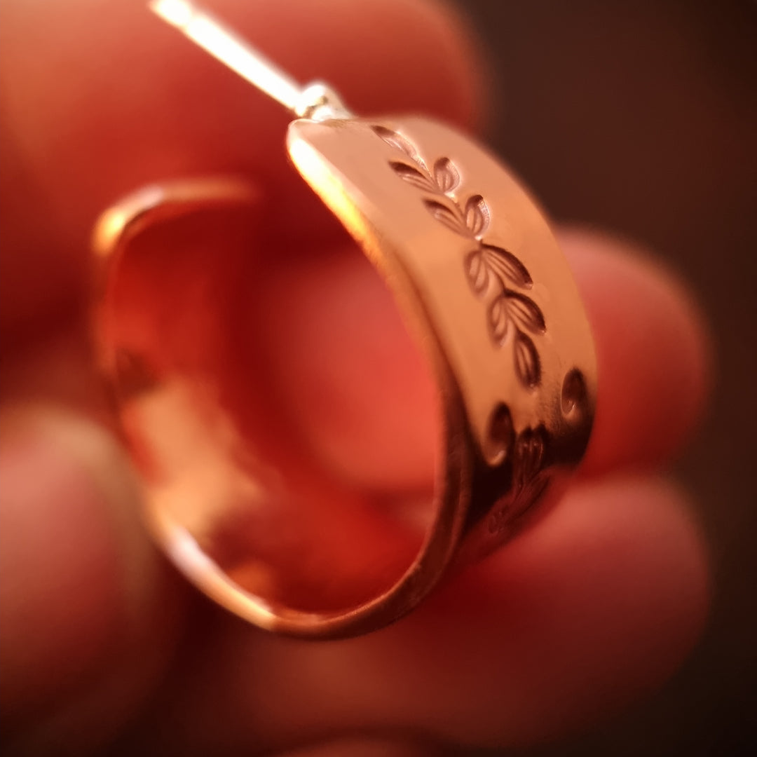 Wide Flat Hoop Copper Studs