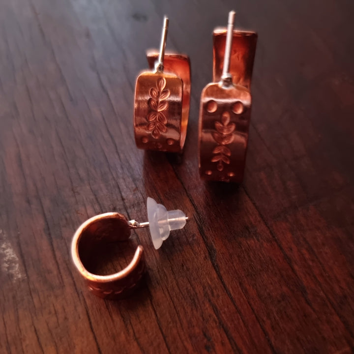 Wide Flat Hoop Copper Studs