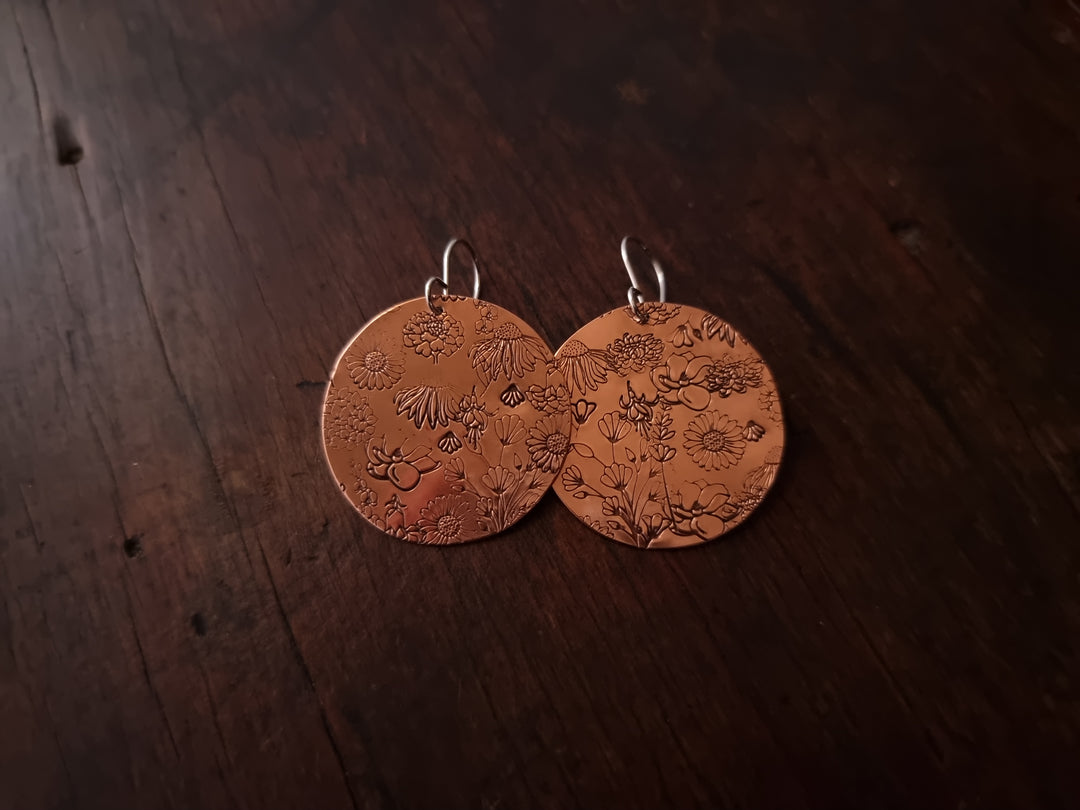 Flower Garden Copper Earrings