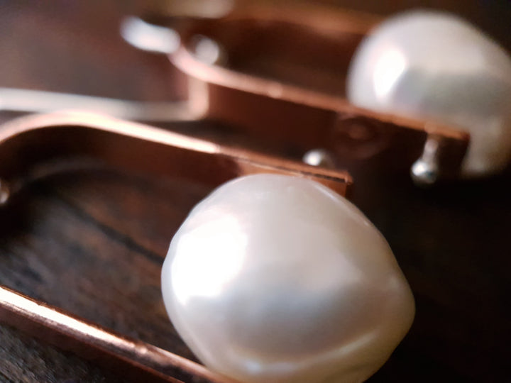 Freshwater Pearl Trak Copper Earrings