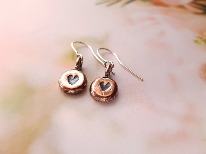 Love Heart Stamped Copper Earrings