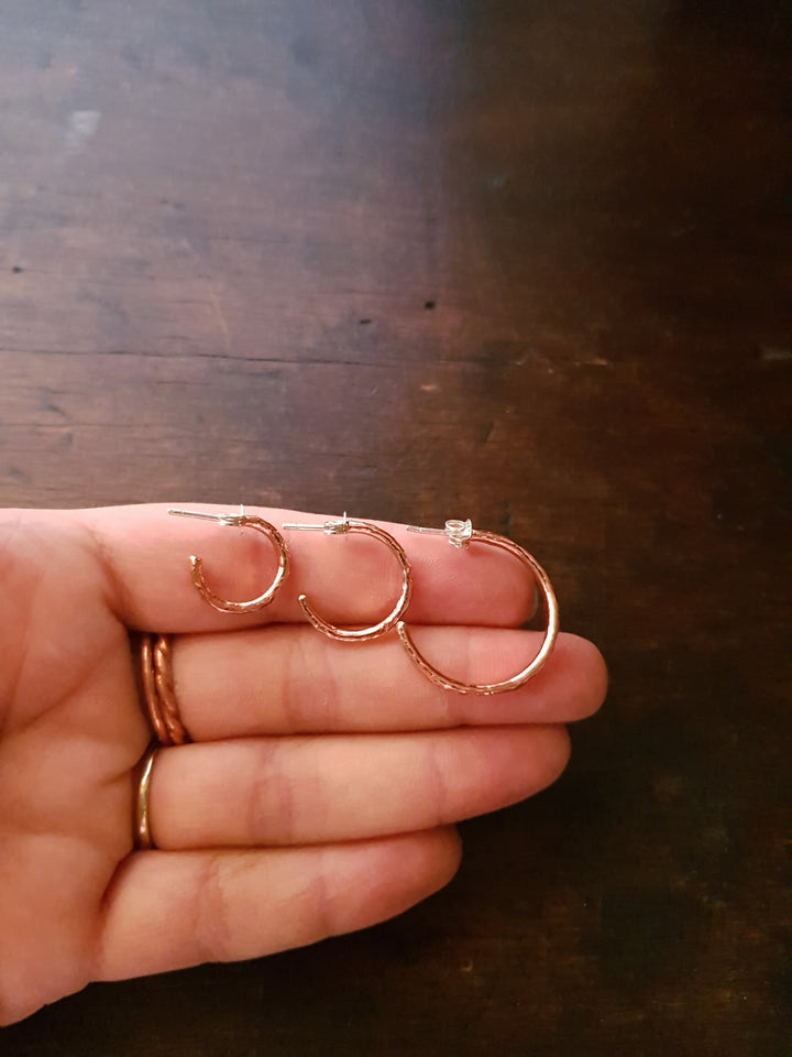 Wire Hoop Copper Stud Earrings