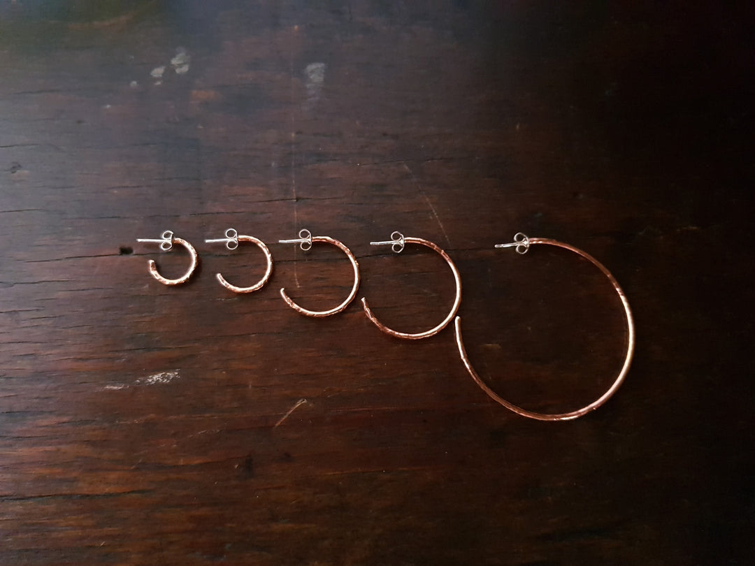 Wire Hoop Copper Stud Earrings