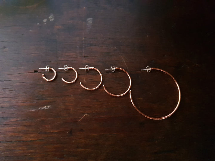 Wire Hoop Copper Stud Earrings