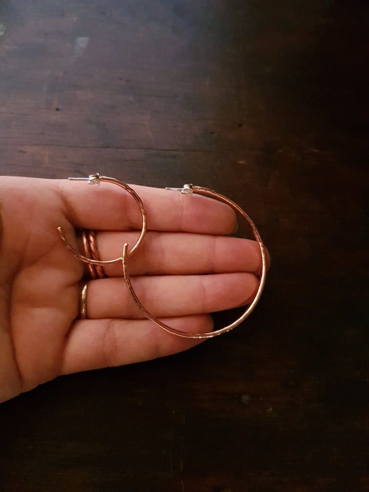 Wire Hoop Copper Stud Earrings