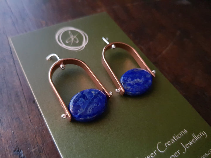 Lapis Lazuli Trak Copper Earrings