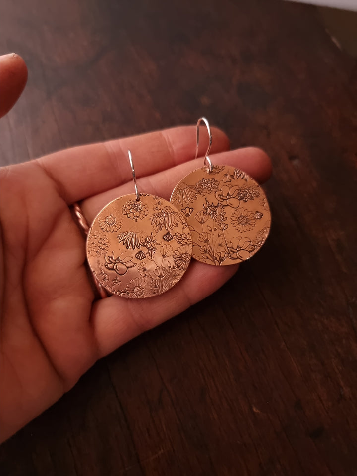 Flower Garden Copper Earrings