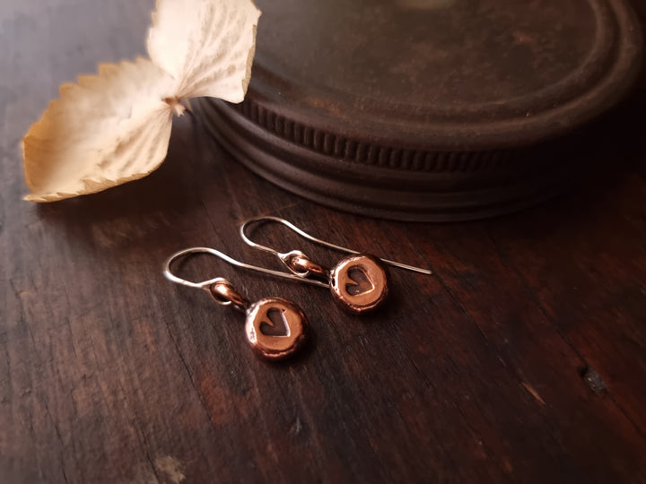 Love Heart Stamped Copper Earrings