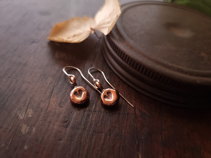 Love Heart Stamped Copper Earrings