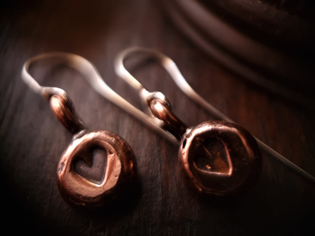 Love Heart Stamped Copper Earrings